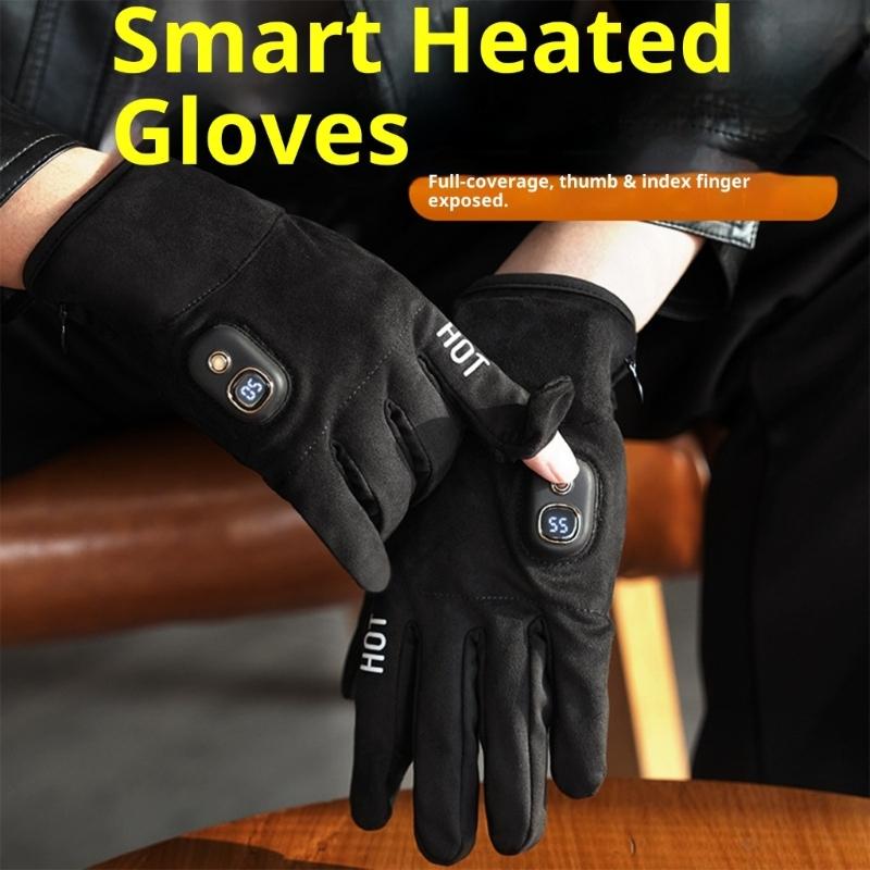 Rechargeable Electric Heated Winter Gloves Touchscreens Compatible Thermals Gloves With 3000mAh Battery For Skiing Cycling Commuting
