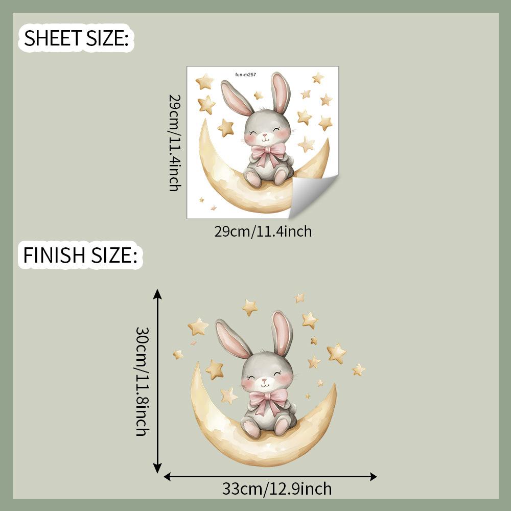 Cartoon Goodnight Bear Rabbit Stars Bathroom Toilet Toilet Stickers Home Beautification and Decoration Stickers