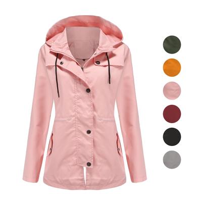 Moterų džemperis su gobtuvu plonas vidutinio ilgio lietpaltis su gobtuvu pavasario rudens moteriškas vėjui nepralaidus vandeniui atsparus laisvalaikio striukė, apatiniai drabužiai nuo lietaus