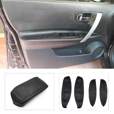 Dla Nissan Qashqai J10 2008 2009 2010 2011 2012 2013 2014 2015 Panel klamki drzwi / schowek w podłokietniku środkowym Pokrowiec ze skóry z mikrofibry