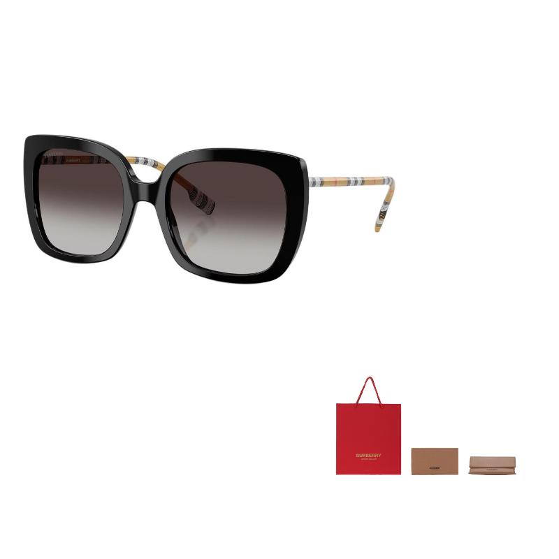 Burberry New Striped Collection Elegant Socialite Resort Fashion Trend Plate Frame Square Sunglasses Women's