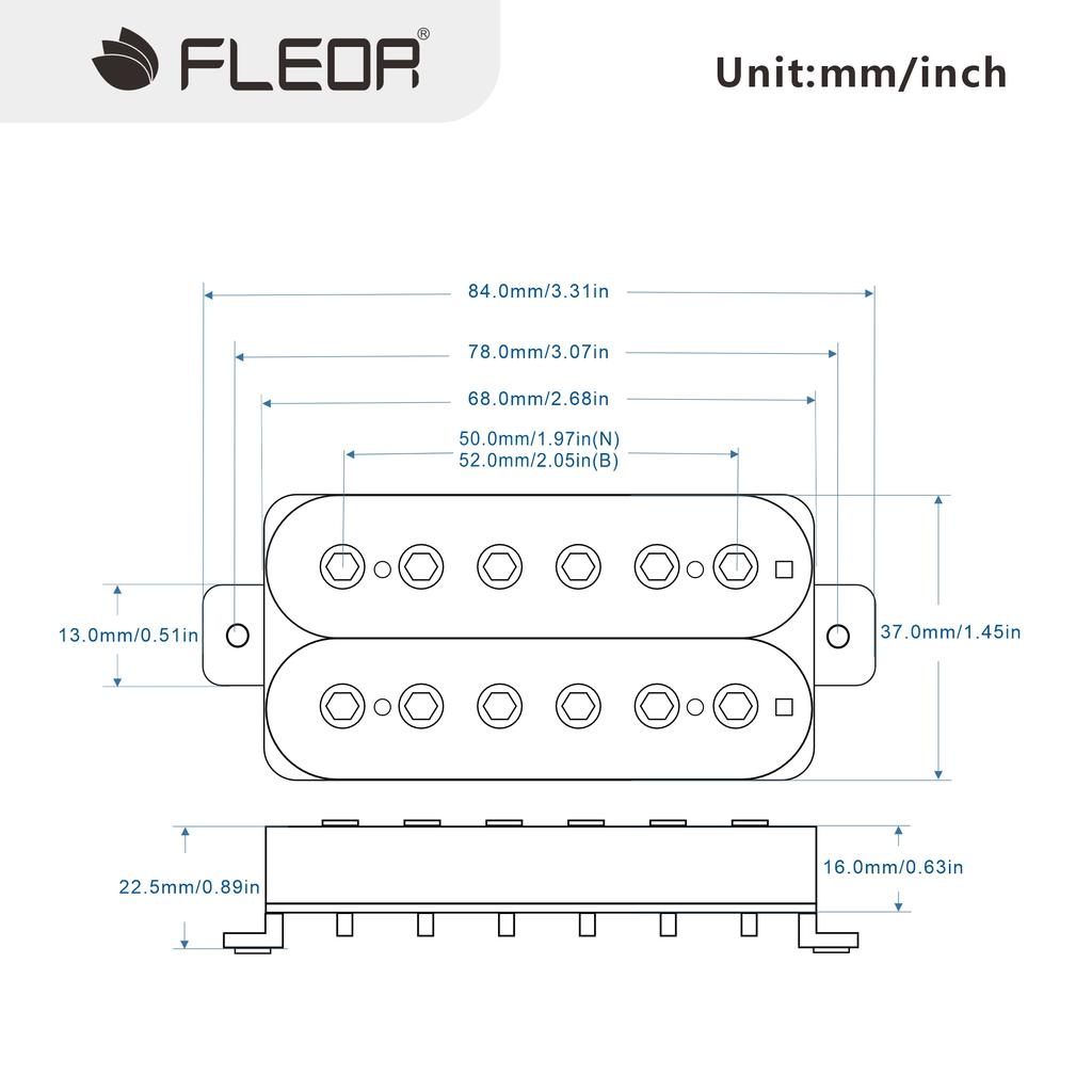 FLEOR Set of Humbucker Pickup Electric Guitar Pickup Neck Bridge Set Ceramic Magnet Guitar Parts, Black / White Choose