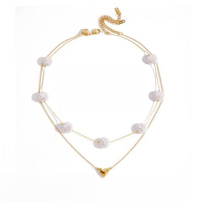 Elegant Two Layer Imitation Pearls Necklace Stackable Clavicle Chain Ornament Formal And Casual Wear Jewelry