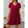 Summer Vacation V-neck Short Sleeved Ruffled Dress for Women Dress