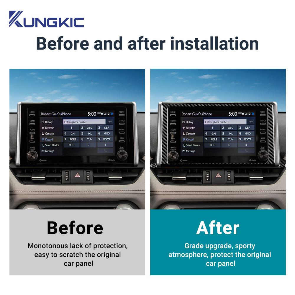 Für Toyota RAV4 XA50 2019 2020 2021 2022 2023 2024 2025 Echter Weicher Kohlefaser-Aufkleber LHD RHD Auto Mittelkonsole Navigationsbildschirm Zierleiste