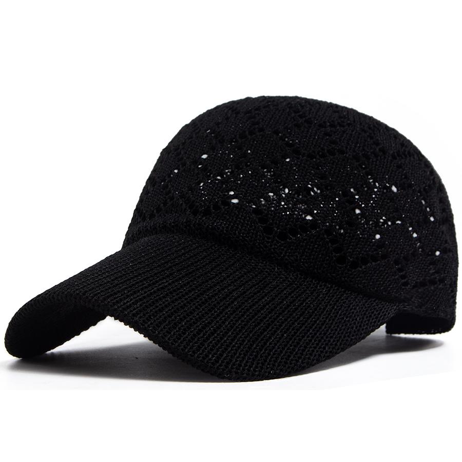 Casquette de Baseball en Tricot Creux Diamant pour Femmes, Visière Solaire en Maille d'Été, Casquette de Camionneur Vintage Décontractée pour Femme, Snapback pour Dame, Pour l'Extérieur Adjustable noir