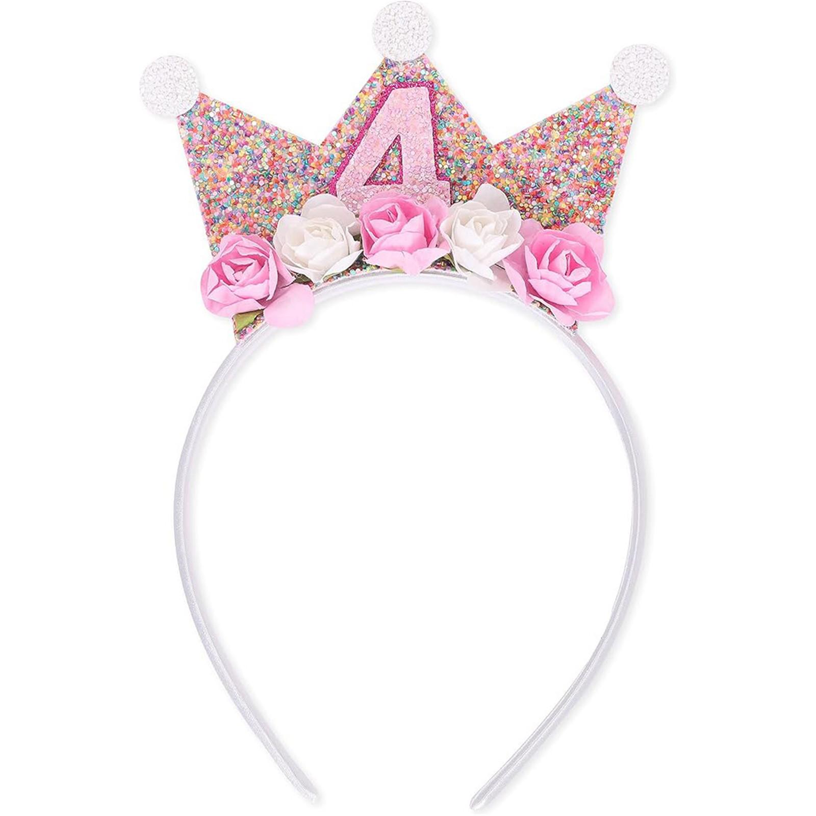 

Блестящие повязки на день рождения, милые повязки на голову, корона, головной убор на день рождения, детская корона, обруч для волос с блестками 4