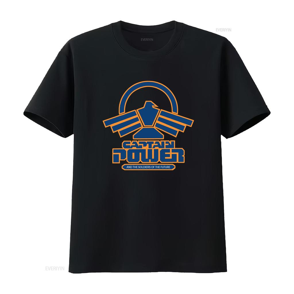 Captain Power and the Soldiers of Future Logo T Shirt for Casual Vintage Washed Fashion Streetwear Graphic Comfortable Slightly