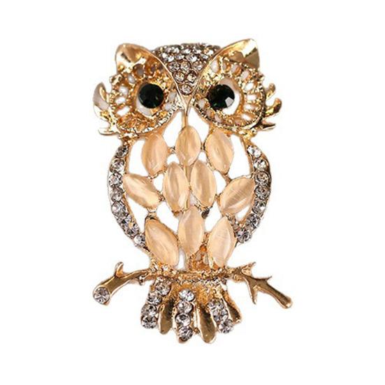 

Брошка Золотий Метал Форма Сови Шпилька-брошка з Теплою Оболонковою Текстурою 3D Дизайн Інкрустація Стразами Значок Вінтажний Аксесуар Сова 1pc