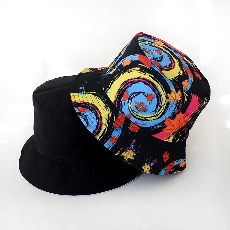 New Street Graffiti  Men's Bucket Hat Double-Sided Hip Hop   Outdoor Women Caps Beach Sun Protect Fishing Unisex Bonnet