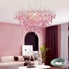 Pink Lustre Crystals Ceiling Chandelier Kids Room Decoration Home Colorful Children's Room Girl Chandelier Light Luxury Crystal