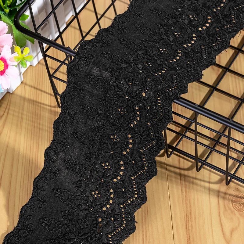 

3 ярда/партия, ширина 9 см, бежевый/белый/8 см, черный, качественный хлопок, вышитое кружево, винтажная детское платье, юбка, подол, хлопковая ткань 3Yards чёрный