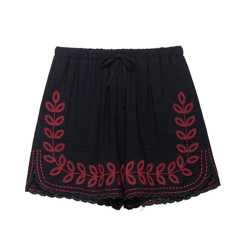 

Zbzr Spring New Women clothes Western Style Fashion Embroidery Short sleeve Shirts Shorts 5107072 5107071 Pants L