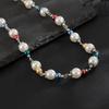 SHIXIN Hip Hop Colourful Beaded Chain Necklace for Men New Fashion Smooth Imitation Pearl Choker Male Jewelry Neck Accessories