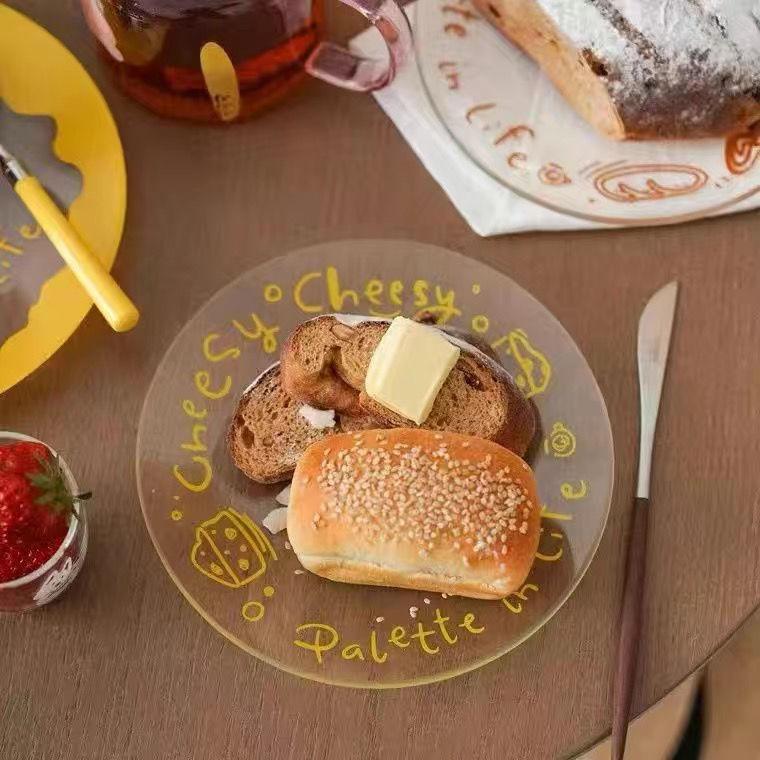 

Cute Cheese Glass Plate Delicate Salad Platter Photo Props for Fruit Plate Household Dinner Plate Fruit Bowl