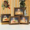 Seasonal Musical Picture Frame Feature Stmospheres LED Light Revolving Snowfalls And Durable Plastic Design