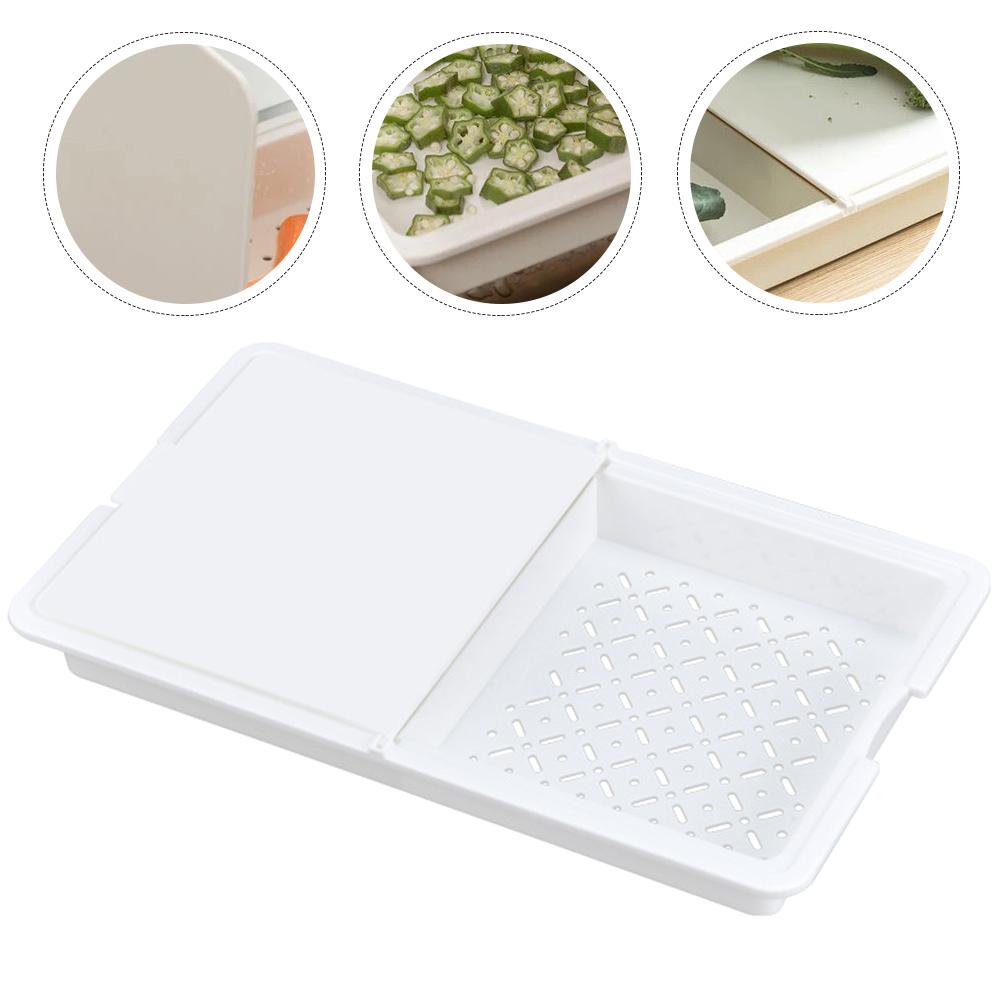 

Многофункциональная разделочная доска многофункциональная многоразовая разделочная кухонная с контейнером пластиковая столешница профессиональная 35X20X4.3CM белый