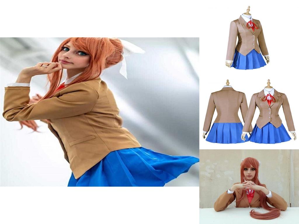 Sayori Yuri Natsuki Monika Vestito Uniforme Scolastica Traspirante Costume Cosplay Set Completo