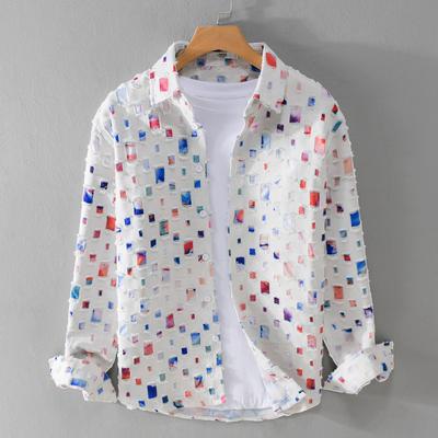 Cămașă pentru bărbați, bumbac, japonez, retro, cămașă de lucru, cu mâneci lungi, primăvară și toamnă, jachetă lejeră lejeră