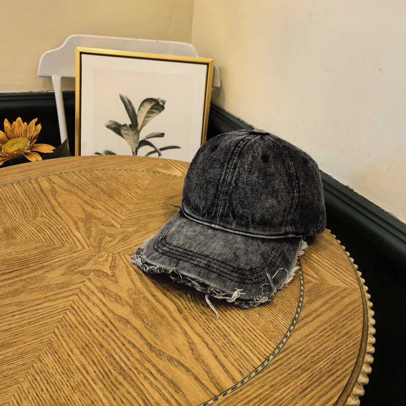 Washed and Broken Tie-dyed Denim Baseball Cap Men's Old Fashion Young Couple Versatile Face Small Casual Cap