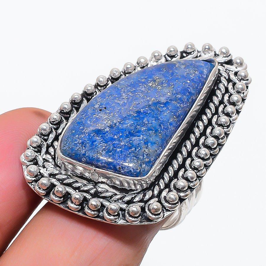 Natural Lapis Lazuli Gemstone 925 Sterling Silver Jewelry Ring Size 7.5 Z0G52