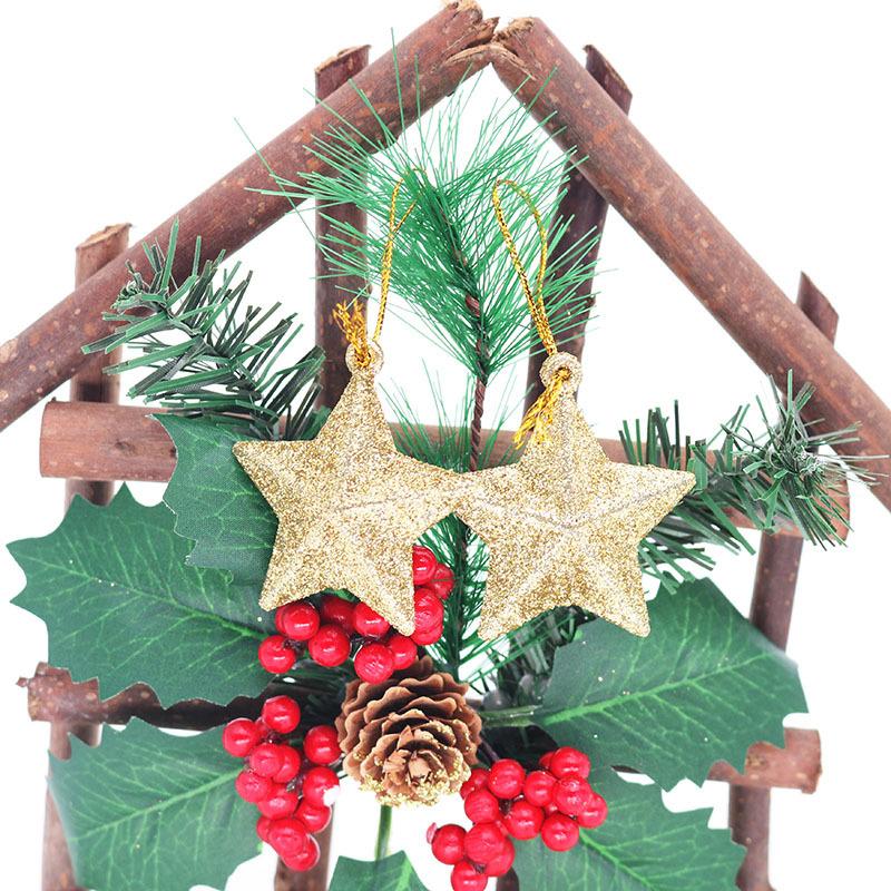 6pcs Trumpet Glitter Five-pointed Star Pendant Christmas Five Pointed Star Pendant