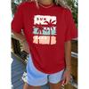 Elegant short-sleeved shirt for women Hawaiian vacation-themed printed round-neck women's shirt T The shirt is suitable for spring and summer