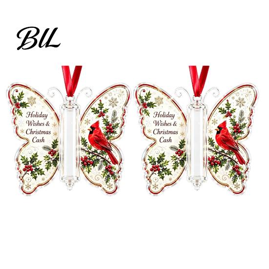 Feiertagsparty Hängedekoration Schmetterling Bargeldgeschenk-Schmuckstück, Weihnachts-Geldhalter mit Geschenken für Familie Freunde Festlicher Druck, Acryl-Baum-Anhänger