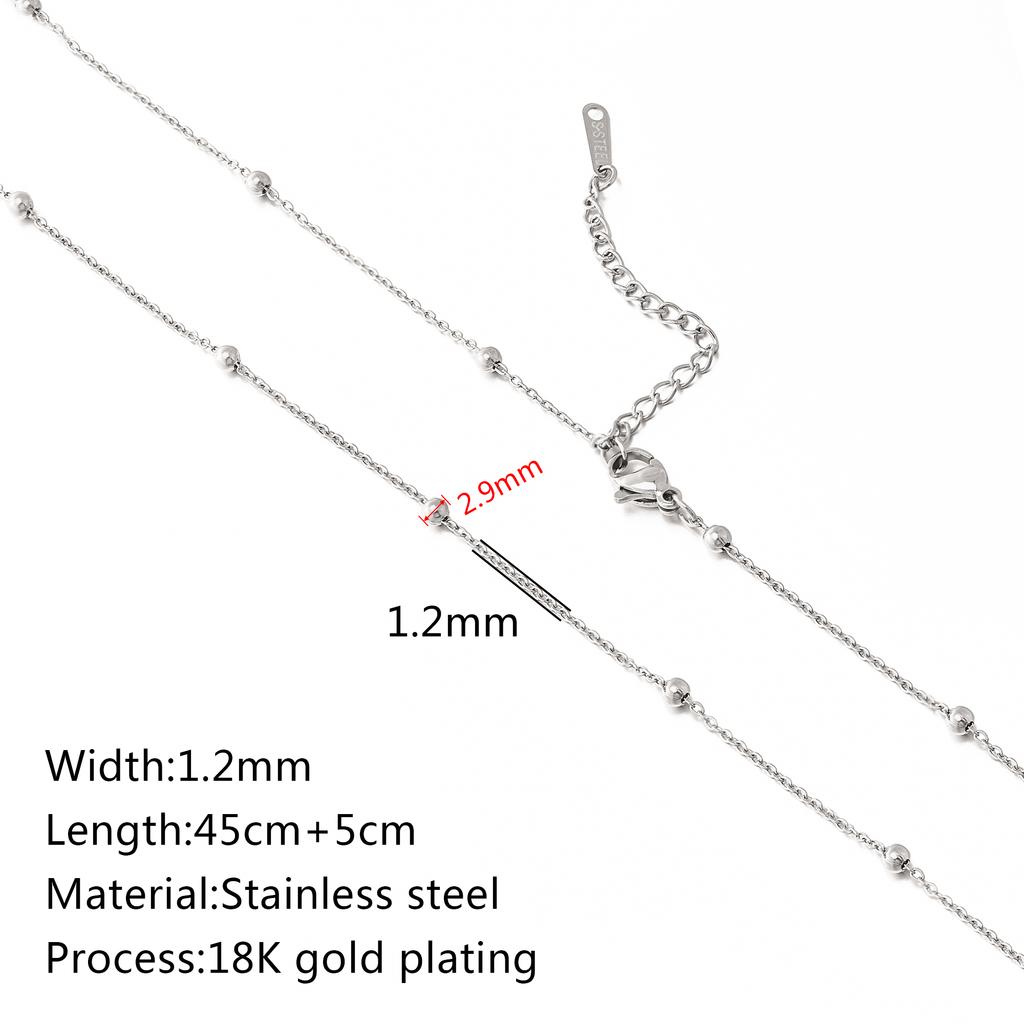 5Pcs/Lot Stainless Steel Bead Rope Link/Cuban/Paperclip Links Snake Chain Necklace Diy Women Jewelry 18K Gold Color Neck Chains