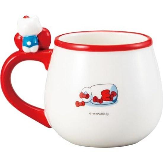 Sanrio Hello Kitty Mug Figure Edgy Ribbon Goods Miscellaneous Tableware White Approximately 910cm 340ml SAN4800