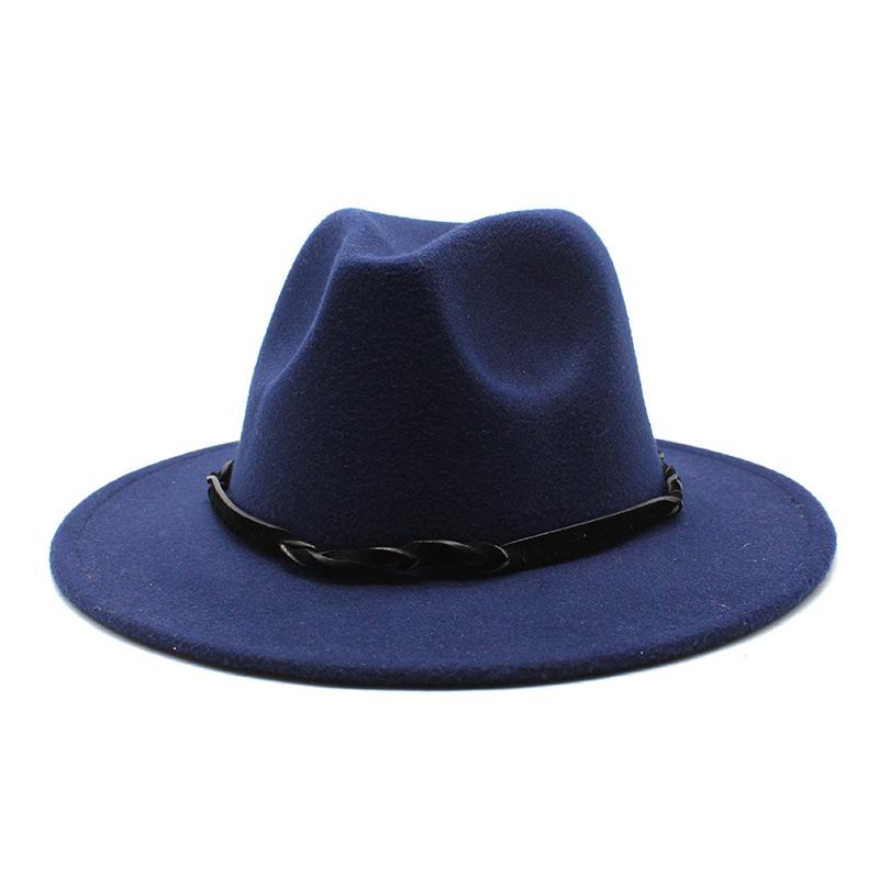 Seasonal Big Eaves Hat Flat Edge Top Hat Men'S And Women'S Woolen Jazz Hat Lmn172