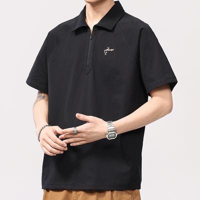 Latest Summer POLO Blouse T-shirt Mens Heavy Zipper Half Cardigan Short-sleeved Classic Style