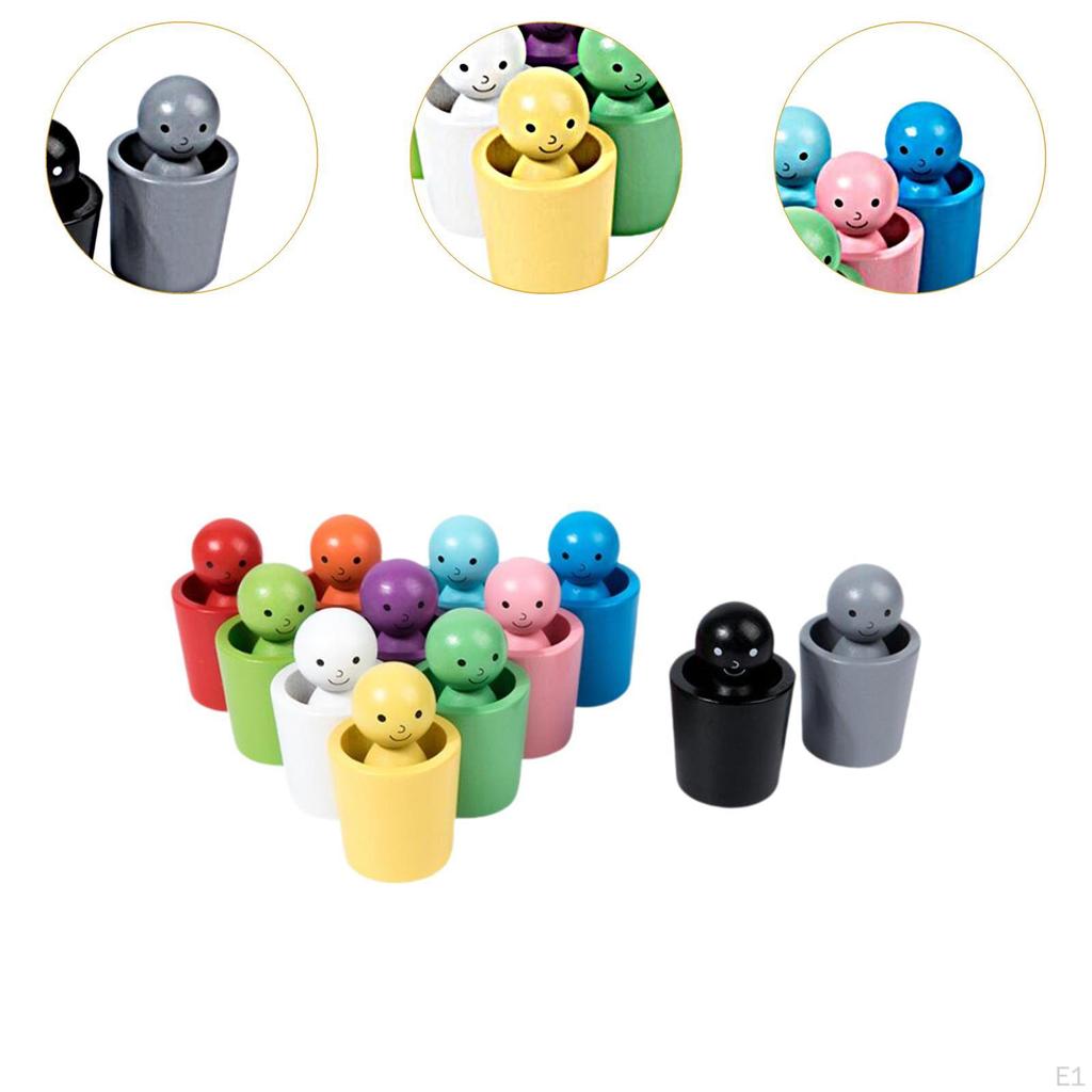 Sorting and Stacking Toys Montessori Toy Creative Play Colorful Wood Puppet Color Sorter for