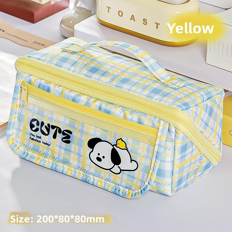 Cartoon Dog Pen Case With Large Capacity For Students Durable Fabric Storage Bag