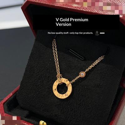 High Version V Gold Love Series Necklace Thick Plated 18K Diamond Round Cake Round Necklace LLOVE Pendant Collarbone Chain