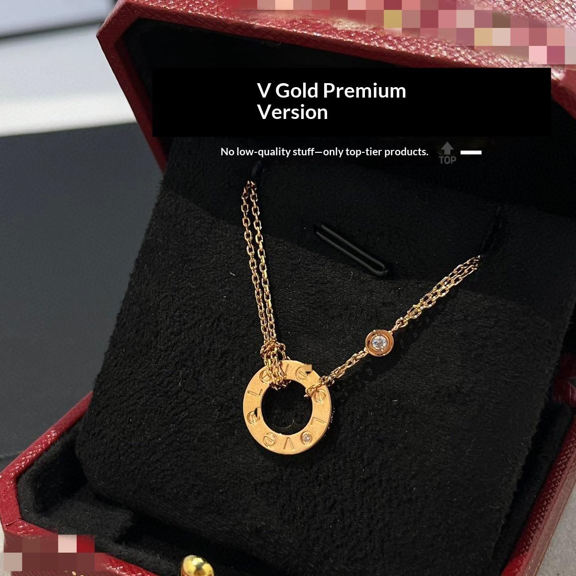 

High Version V Gold Love Series Necklace Thick Plated 18K Diamond Round Cake Round Necklace LLOVE Pendant Collarbone Chain high-end original packaging