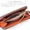 Zario Grande Genuine Tochigi Leather Two-Tone Long Wallet with Zip-Around Design, Made in Japan [ZAG-0002] (Navy x Camel)