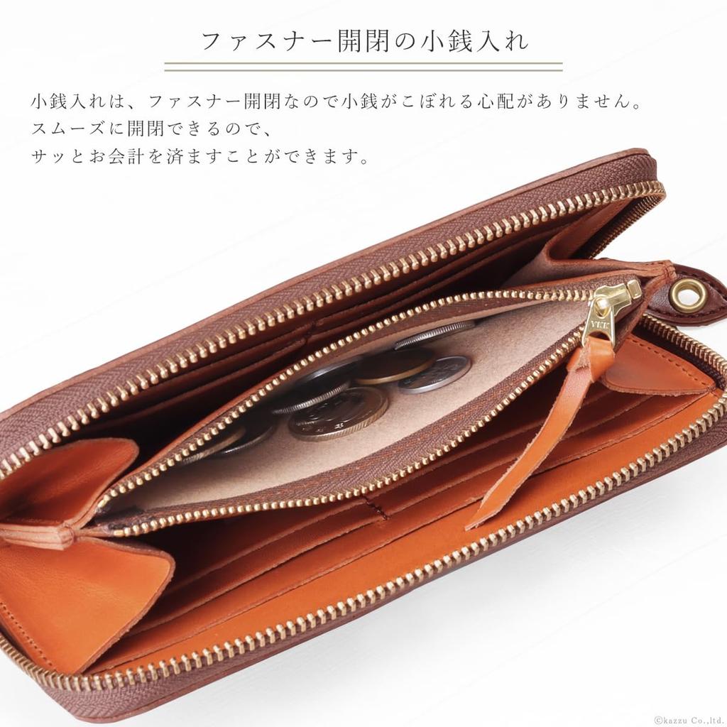 Zario Grande Genuine Tochigi Leather Two-Tone Long Wallet with Zip-Around Design, Made in Japan [ZAG-0002] (Navy x Camel)