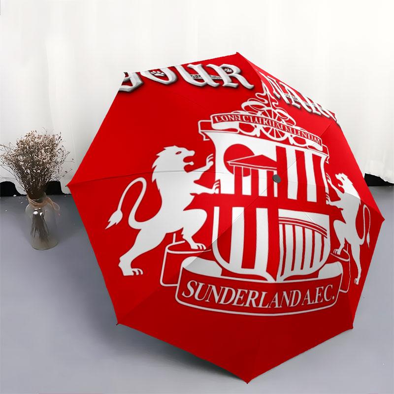 1 PC Automatic Folding Umbrella - Sunderland A.F Custom Name Pattern, Portable & Foldable Design with 8 Ribs, Christmas Birthday Gifts