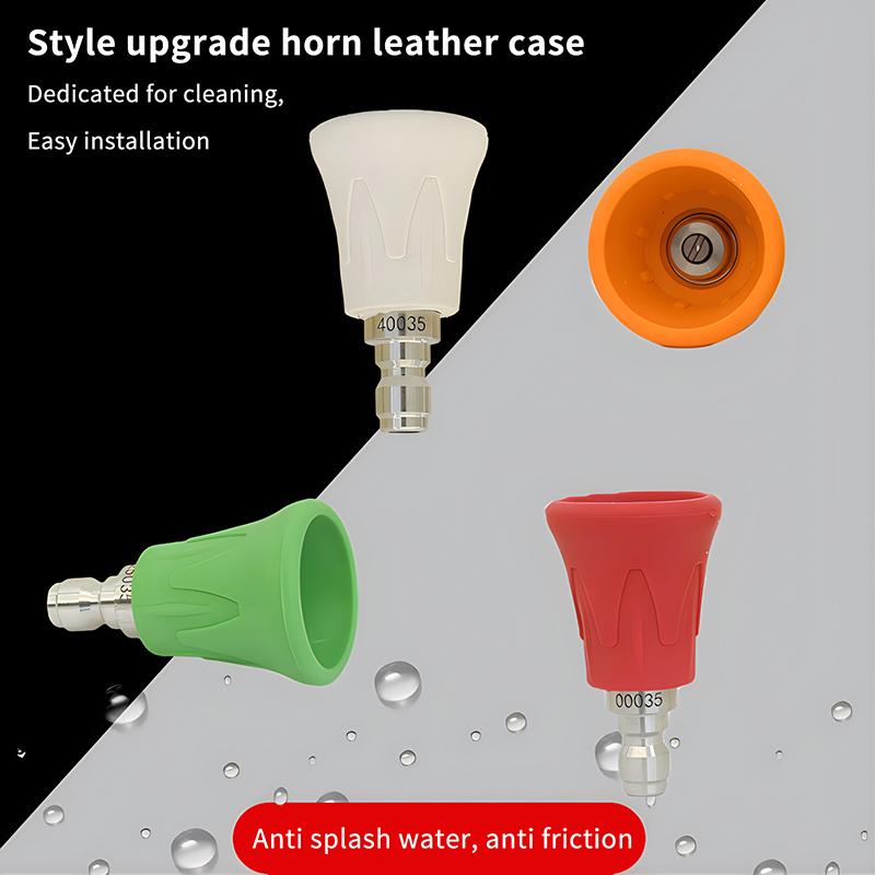 1 Piece Soft Rubber Sleeve Sector Nozzle Splash Proof Stainless Steel Nozzle High Pressure Water Gun Nozzle Car Wash Accessories