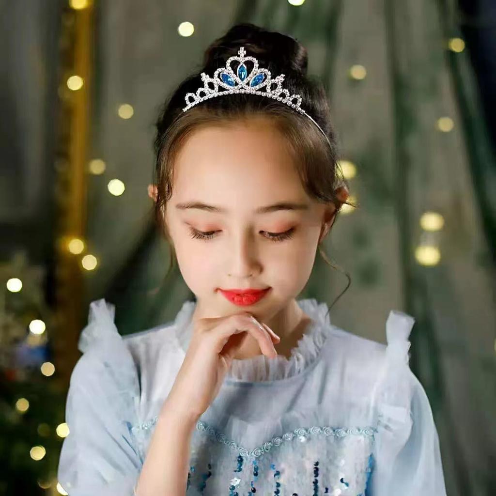 High-End Crown Headgear Princess Children'S Light Luxury Crystal Crown Birthday Gift Girls Stage Performance Crown Hair Accessories
