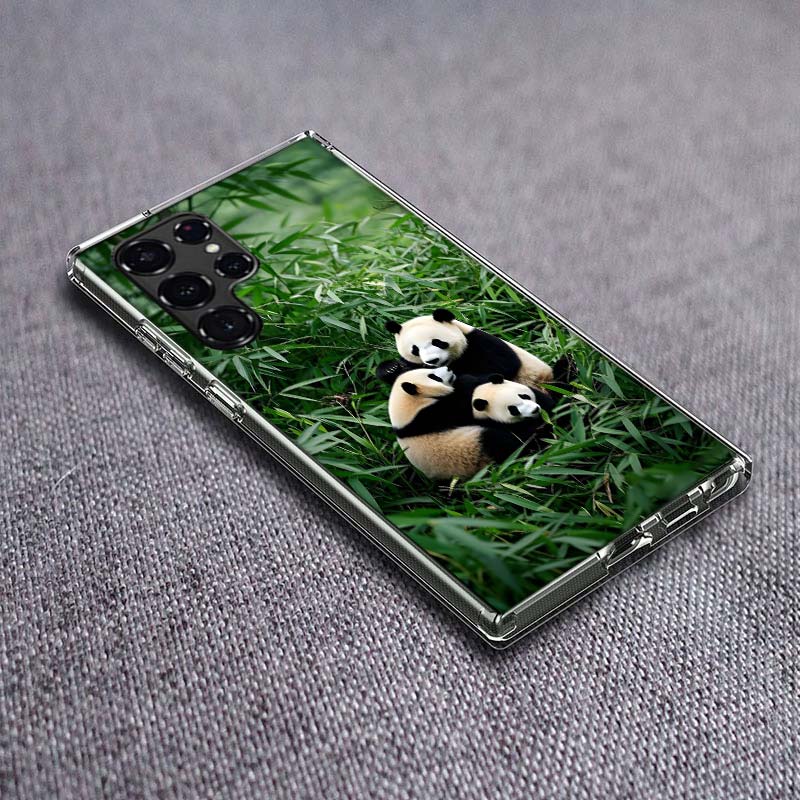 

Panda Baby, Giant Panda Family Phone Case For Samsung Galaxy S24 S23 S21 S20 FE S22 S26 Ultra S25 Edge S10 Plus Cover Clear TPU Samsung S23