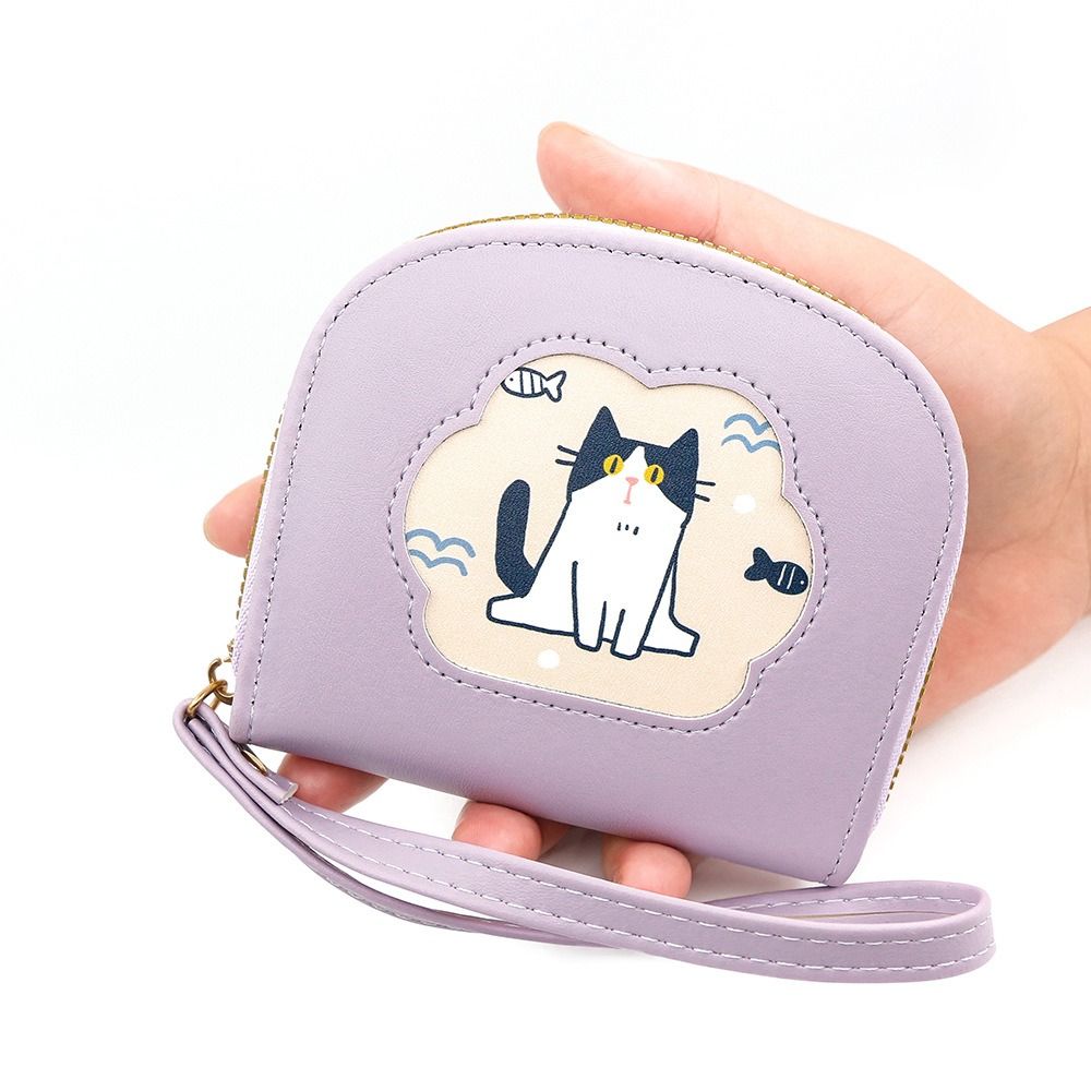 

Милый кошелек на молнии, мультяшный держатель для карт, мини-сумка для карт из ПУ кожи, для улицы фиолетовый
