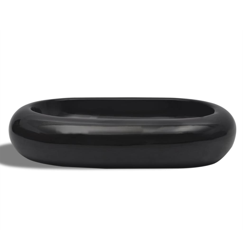 Keramik-Waschbecken Oval Schwarz
