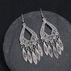 Retro Tibetan silver fringed earrings women's long temperament versatile earrings fashion personality vacation earrings