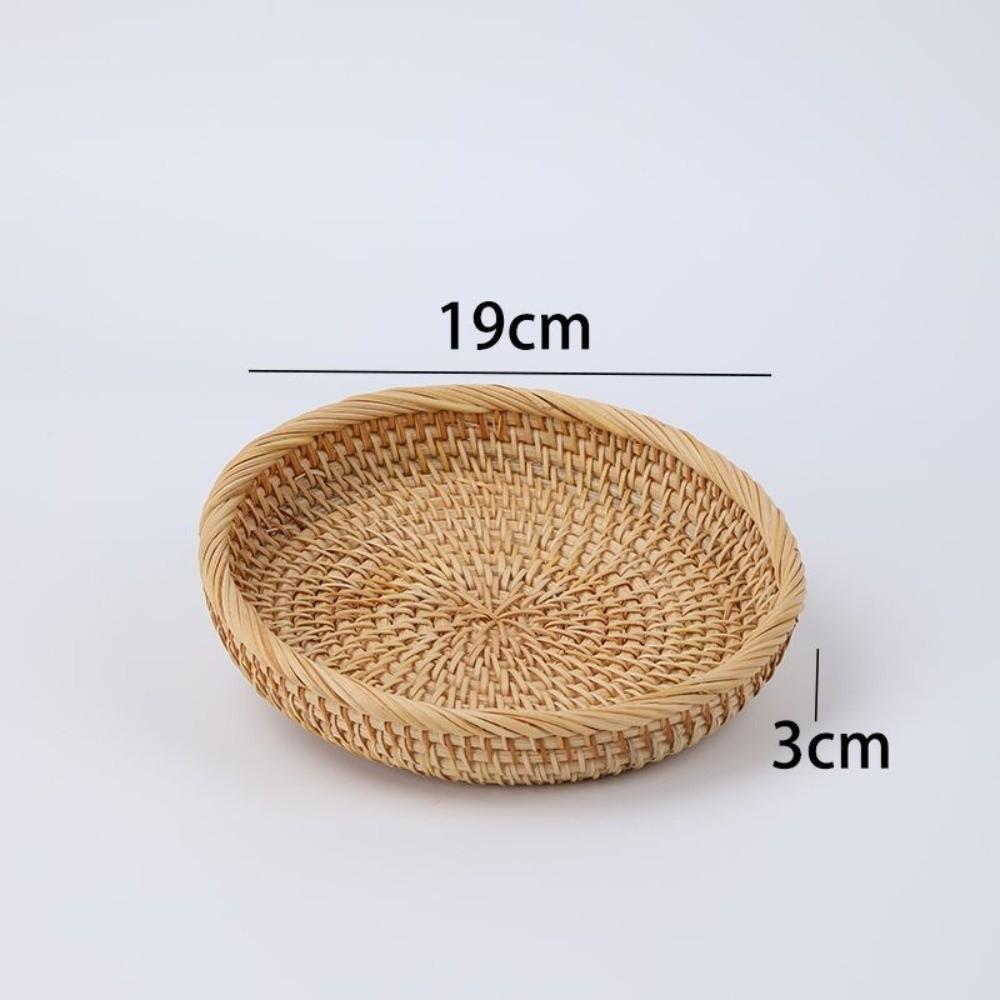 Multipurpose Rattan Storage Tray Round Wicker Basket Handwoven Storage Basket  Snack Presentation