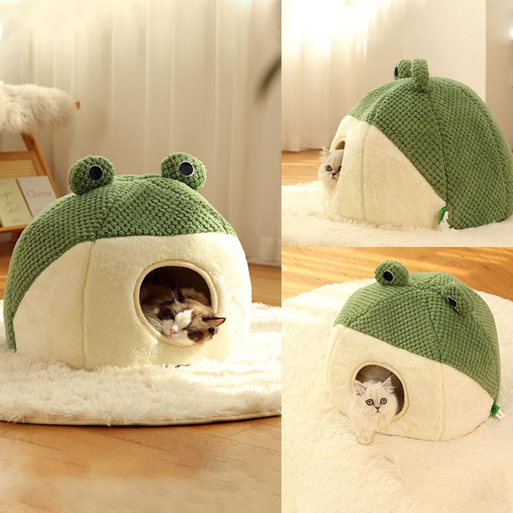 Cat Bed Ultra-Soft Plush Material 2-in-1 Use Cat Beds for Indoor Cats Cat House Cat Cave Cat Bed Pad Relieve Muscle and Joint Pressure