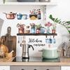 Watercolor Kitchen Utensils Spice Jars Wall Stickers for Kitchen Dining Room Home Background Decoration