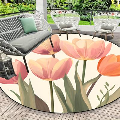 Luxuriöses Blumenmuster Runde Form Fußmatten Küche Flur Läufer Teppich Schlafzimmer Wohnzimmer Weicher Teppich Rutschfester Bereichsteppich