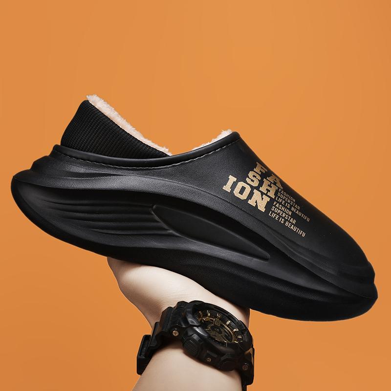 Winter Couple's Slippers Outdoor Waterproof Warm Fur Slipper Non-Slip Plush Home Light Footwear Thick Platform Slipper Men Women